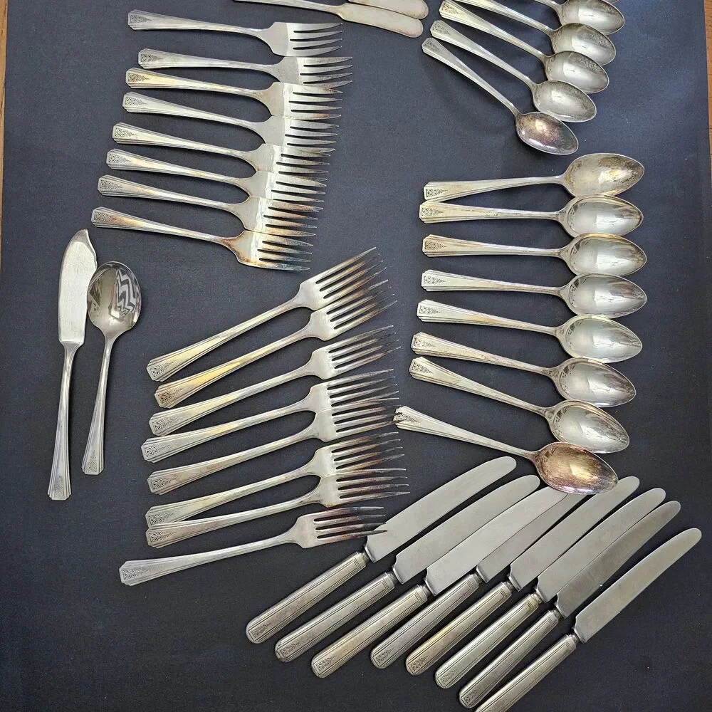 Complete Set Oneida Clarion Community Silverware 1932 Art Deco 50 P. Silverplate